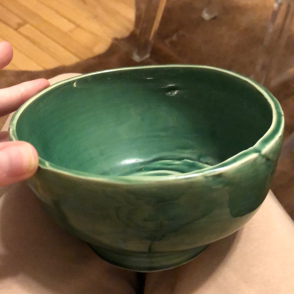Handcrafted Green Ceramic Bowl
